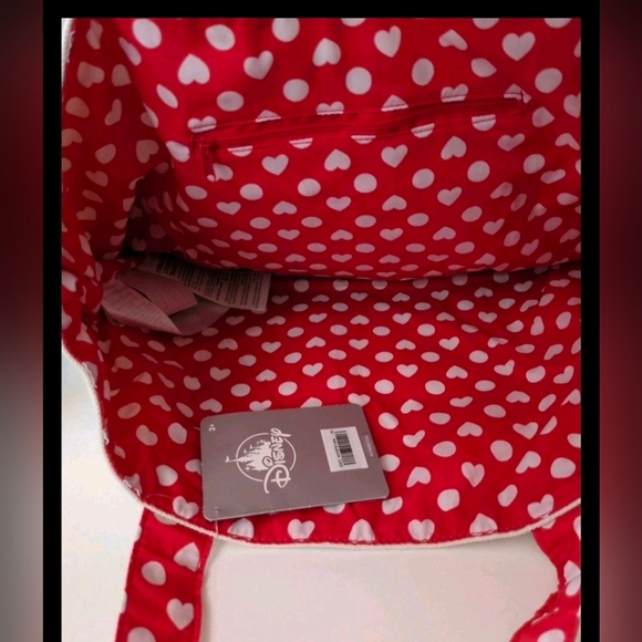 Disney Mickey and Minnie Mouse Love You Forever Valentine Canvas Tote Bag NWT - Picture 3 of 4